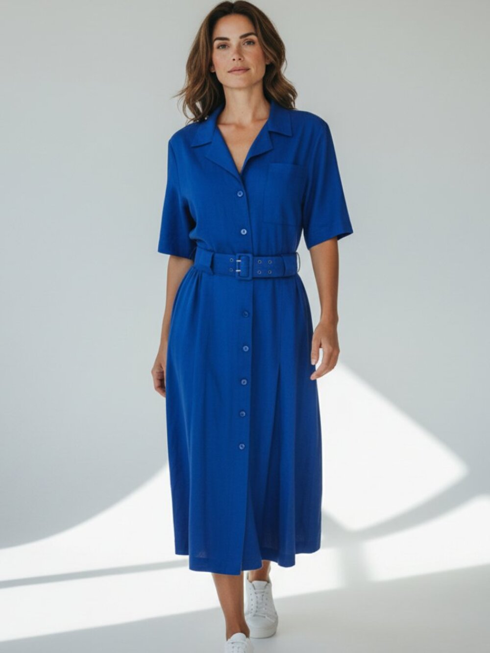 Vtg 90s linen dress w/ belt - Nordstrom brand - Picture 5 of 16